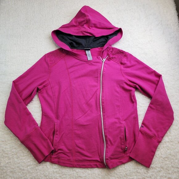 Champion Tops - Champion Moto Hoodie Sweatshirt XL Bright Pink Thumbhole Full Zip Pockets Active